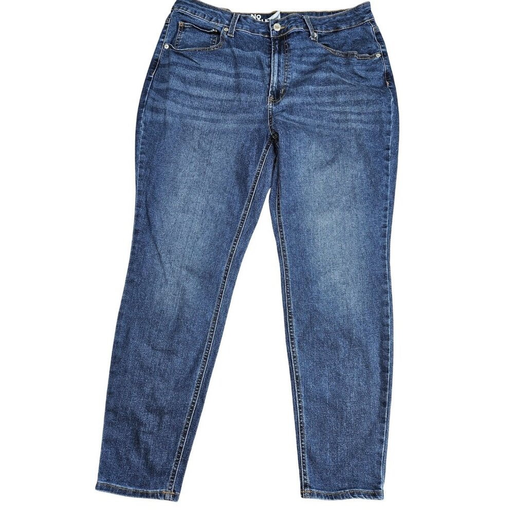 No Boundaries Relaxed Straight Jeans Womens 16 Blue Wash High Rise Stretch Denim